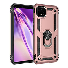 Funda Bumper Silicona y Plastico Mate Carcasa con Magnetico Anillo de dedo Soporte MQ3 para Google Pixel 4 XL Oro Rosa