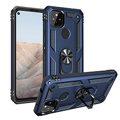 Funda Bumper Silicona y Plastico Mate Carcasa con Magnetico Anillo de dedo Soporte MQ3 para Google Pixel 5a 5G Azul