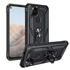 Funda Bumper Silicona y Plastico Mate Carcasa con Magnetico Anillo de dedo Soporte MQ3 para Google Pixel 5a 5G Negro