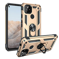 Funda Bumper Silicona y Plastico Mate Carcasa con Magnetico Anillo de dedo Soporte MQ3 para Google Pixel 5a 5G Oro