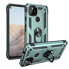 Funda Bumper Silicona y Plastico Mate Carcasa con Magnetico Anillo de dedo Soporte MQ3 para Google Pixel 5a 5G Verde