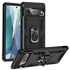 Funda Bumper Silicona y Plastico Mate Carcasa con Magnetico Anillo de dedo Soporte MQ3 para Google Pixel 7 5G Negro