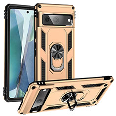 Funda Bumper Silicona y Plastico Mate Carcasa con Magnetico Anillo de dedo Soporte MQ3 para Google Pixel 7 5G Oro