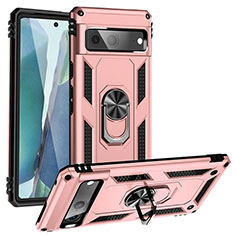 Funda Bumper Silicona y Plastico Mate Carcasa con Magnetico Anillo de dedo Soporte MQ3 para Google Pixel 7 5G Oro Rosa