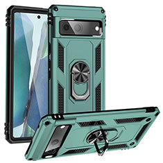 Funda Bumper Silicona y Plastico Mate Carcasa con Magnetico Anillo de dedo Soporte MQ3 para Google Pixel 7 5G Verde