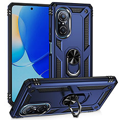 Funda Bumper Silicona y Plastico Mate Carcasa con Magnetico Anillo de dedo Soporte MQ3 para Huawei Honor 50 SE 5G Azul