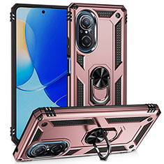 Funda Bumper Silicona y Plastico Mate Carcasa con Magnetico Anillo de dedo Soporte MQ3 para Huawei Honor 50 SE 5G Oro Rosa