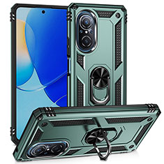 Funda Bumper Silicona y Plastico Mate Carcasa con Magnetico Anillo de dedo Soporte MQ3 para Huawei Honor 50 SE 5G Verde