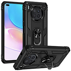 Funda Bumper Silicona y Plastico Mate Carcasa con Magnetico Anillo de dedo Soporte MQ3 para Huawei Nova 8i Negro