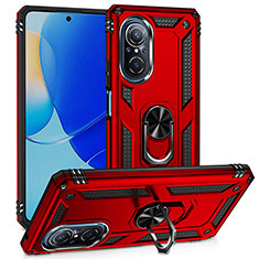 Funda Bumper Silicona y Plastico Mate Carcasa con Magnetico Anillo de dedo Soporte MQ3 para Huawei Nova 9 SE Rojo