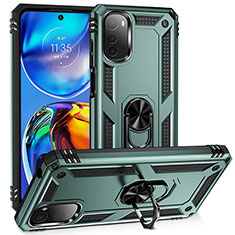 Funda Bumper Silicona y Plastico Mate Carcasa con Magnetico Anillo de dedo Soporte MQ3 para Motorola Moto E32s Menta Verde