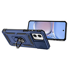 Funda Bumper Silicona y Plastico Mate Carcasa con Magnetico Anillo de dedo Soporte MQ3 para Motorola Moto G 5G (2023) Azul