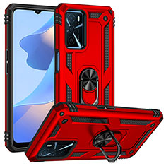 Funda Bumper Silicona y Plastico Mate Carcasa con Magnetico Anillo de dedo Soporte MQ3 para Oppo A16 Rojo