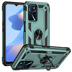 Funda Bumper Silicona y Plastico Mate Carcasa con Magnetico Anillo de dedo Soporte MQ3 para Oppo A16s Verde