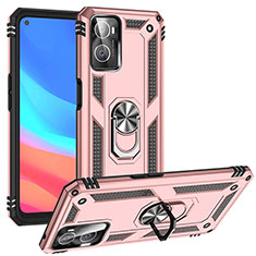 Funda Bumper Silicona y Plastico Mate Carcasa con Magnetico Anillo de dedo Soporte MQ3 para Oppo A36 Oro Rosa