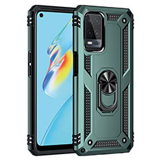 Funda Bumper Silicona y Plastico Mate Carcasa con Magnetico Anillo de dedo Soporte MQ3 para Oppo A54 4G Verde