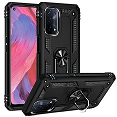 Funda Bumper Silicona y Plastico Mate Carcasa con Magnetico Anillo de dedo Soporte MQ3 para Oppo A54 5G Negro