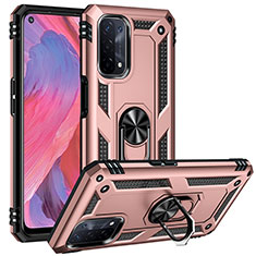 Funda Bumper Silicona y Plastico Mate Carcasa con Magnetico Anillo de dedo Soporte MQ3 para Oppo A54 5G Oro Rosa