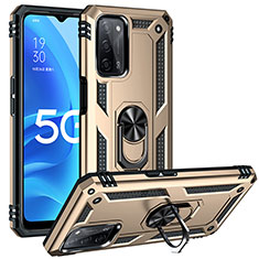 Funda Bumper Silicona y Plastico Mate Carcasa con Magnetico Anillo de dedo Soporte MQ3 para Oppo A55 5G Oro