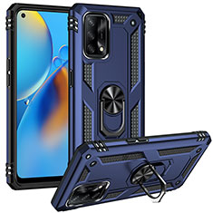 Funda Bumper Silicona y Plastico Mate Carcasa con Magnetico Anillo de dedo Soporte MQ3 para Oppo A74 4G Azul