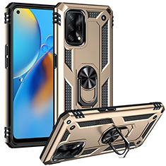 Funda Bumper Silicona y Plastico Mate Carcasa con Magnetico Anillo de dedo Soporte MQ3 para Oppo A74 4G Oro