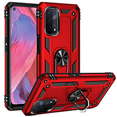 Funda Bumper Silicona y Plastico Mate Carcasa con Magnetico Anillo de dedo Soporte MQ3 para Oppo A74 5G Rojo