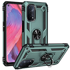 Funda Bumper Silicona y Plastico Mate Carcasa con Magnetico Anillo de dedo Soporte MQ3 para Oppo A74 5G Verde