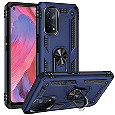 Funda Bumper Silicona y Plastico Mate Carcasa con Magnetico Anillo de dedo Soporte MQ3 para Oppo A93 5G Azul