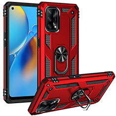 Funda Bumper Silicona y Plastico Mate Carcasa con Magnetico Anillo de dedo Soporte MQ3 para Oppo F19 Rojo