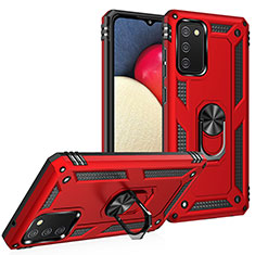 Funda Bumper Silicona y Plastico Mate Carcasa con Magnetico Anillo de dedo Soporte MQ3 para Samsung Galaxy A02s Rojo