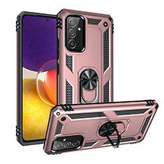 Funda Bumper Silicona y Plastico Mate Carcasa con Magnetico Anillo de dedo Soporte MQ3 para Samsung Galaxy A05s Oro Rosa