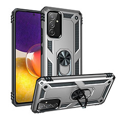 Funda Bumper Silicona y Plastico Mate Carcasa con Magnetico Anillo de dedo Soporte MQ3 para Samsung Galaxy A05s Plata