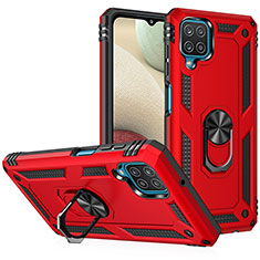 Funda Bumper Silicona y Plastico Mate Carcasa con Magnetico Anillo de dedo Soporte MQ3 para Samsung Galaxy A12 5G Rojo