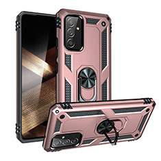 Funda Bumper Silicona y Plastico Mate Carcasa con Magnetico Anillo de dedo Soporte MQ3 para Samsung Galaxy A15 LTE Oro Rosa