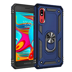 Funda Bumper Silicona y Plastico Mate Carcasa con Magnetico Anillo de dedo Soporte MQ3 para Samsung Galaxy A2 Core A260F A260G Azul