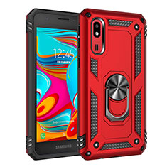 Funda Bumper Silicona y Plastico Mate Carcasa con Magnetico Anillo de dedo Soporte MQ3 para Samsung Galaxy A2 Core A260F A260G Rojo