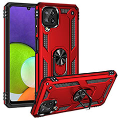 Funda Bumper Silicona y Plastico Mate Carcasa con Magnetico Anillo de dedo Soporte MQ3 para Samsung Galaxy A22 4G Rojo