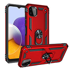 Funda Bumper Silicona y Plastico Mate Carcasa con Magnetico Anillo de dedo Soporte MQ3 para Samsung Galaxy A22 5G Rojo