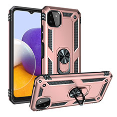 Funda Bumper Silicona y Plastico Mate Carcasa con Magnetico Anillo de dedo Soporte MQ3 para Samsung Galaxy A22s 5G Oro Rosa