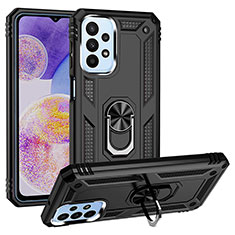 Funda Bumper Silicona y Plastico Mate Carcasa con Magnetico Anillo de dedo Soporte MQ3 para Samsung Galaxy A23 5G Negro