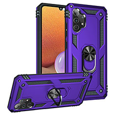 Funda Bumper Silicona y Plastico Mate Carcasa con Magnetico Anillo de dedo Soporte MQ3 para Samsung Galaxy A32 4G Morado