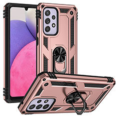 Funda Bumper Silicona y Plastico Mate Carcasa con Magnetico Anillo de dedo Soporte MQ3 para Samsung Galaxy A33 5G Oro Rosa