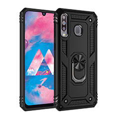 Funda Bumper Silicona y Plastico Mate Carcasa con Magnetico Anillo de dedo Soporte MQ3 para Samsung Galaxy A40s Negro