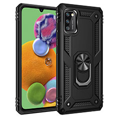 Funda Bumper Silicona y Plastico Mate Carcasa con Magnetico Anillo de dedo Soporte MQ3 para Samsung Galaxy A41 Negro