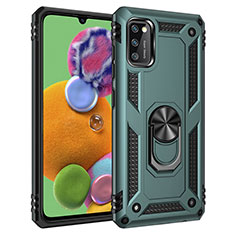 Funda Bumper Silicona y Plastico Mate Carcasa con Magnetico Anillo de dedo Soporte MQ3 para Samsung Galaxy A41 Verde