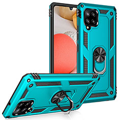 Funda Bumper Silicona y Plastico Mate Carcasa con Magnetico Anillo de dedo Soporte MQ3 para Samsung Galaxy A42 5G Cian