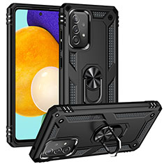 Funda Bumper Silicona y Plastico Mate Carcasa con Magnetico Anillo de dedo Soporte MQ3 para Samsung Galaxy A52 4G Negro