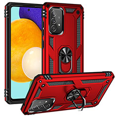 Funda Bumper Silicona y Plastico Mate Carcasa con Magnetico Anillo de dedo Soporte MQ3 para Samsung Galaxy A52 4G Rojo