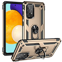 Funda Bumper Silicona y Plastico Mate Carcasa con Magnetico Anillo de dedo Soporte MQ3 para Samsung Galaxy A52 5G Oro