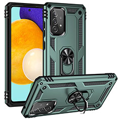 Funda Bumper Silicona y Plastico Mate Carcasa con Magnetico Anillo de dedo Soporte MQ3 para Samsung Galaxy A52 5G Verde